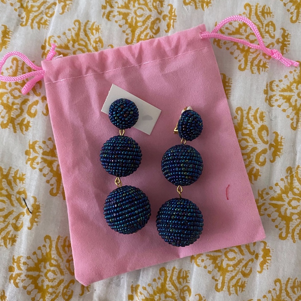 BLUE LES BONS BONS CLIP ON EARRINGS NWT